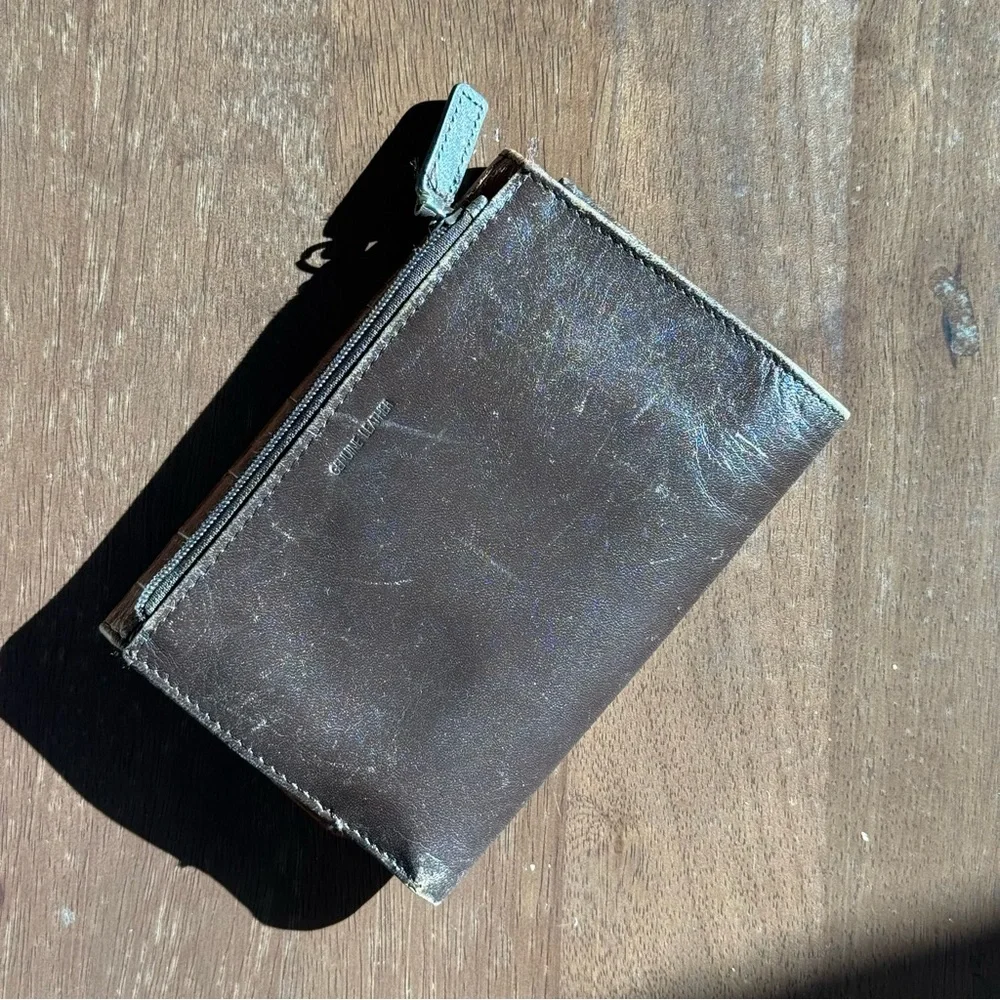 Vtg Fossil Women’s Leather Wallet – Brown Croc Embossed Two-Tone
